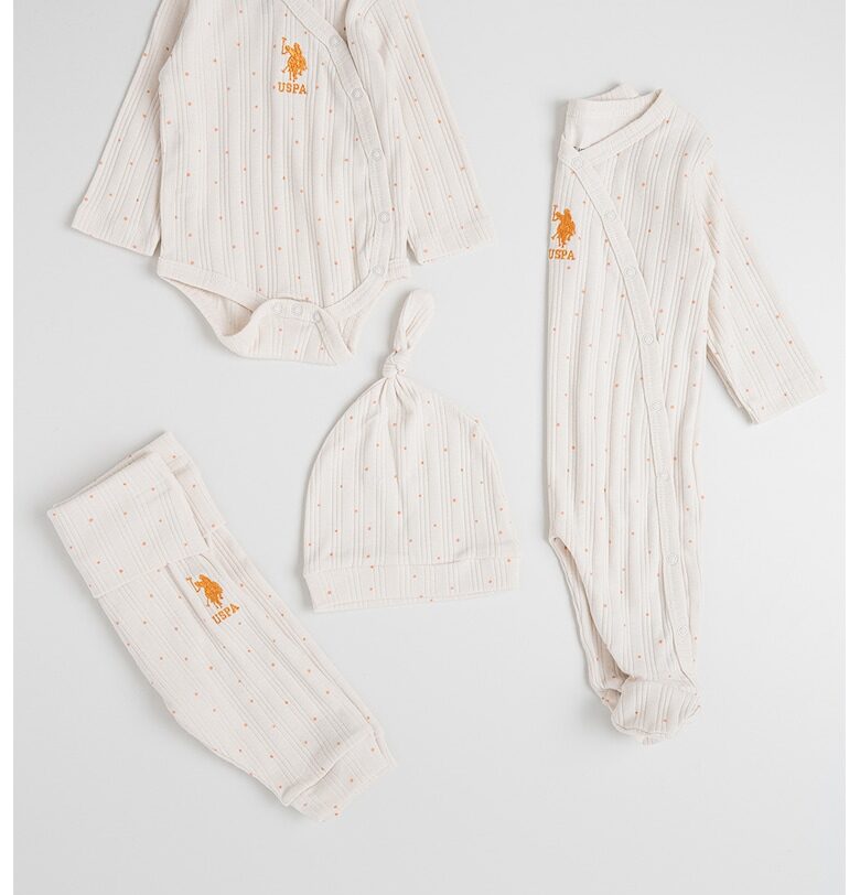 Комплект - 4 части - Слонова кост/Персийски портокал US Polo Assn