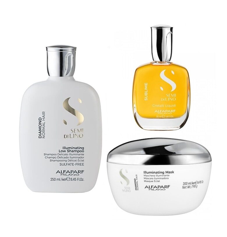 Комплект  Semi Di Lino Diamond Iluminating - Шампоан 250 мл - Маска 200 мл - Серум 50 мл Alfaparf Milano