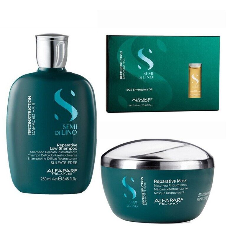 Комплект  Semi Di Lino Reconstruction - Шампоан 250 мл - Маска 200 мл - Серум 6x13 мл Alfaparf Milano