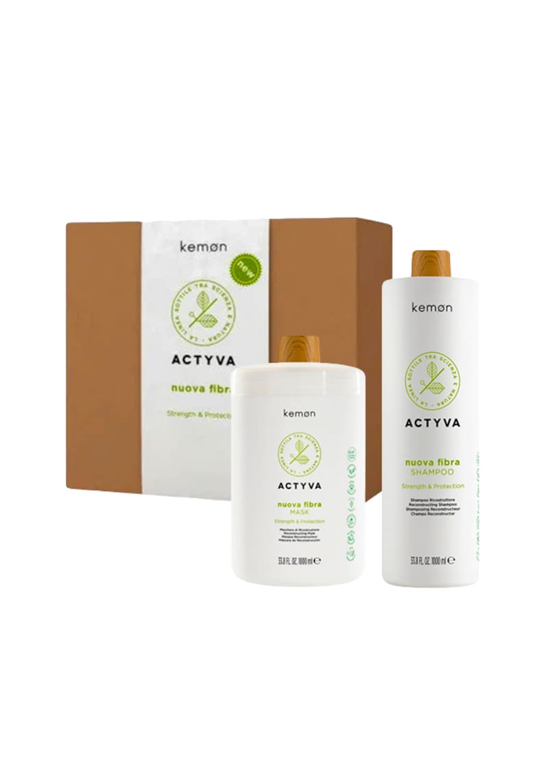 Комплект за боядисана коса Actyva Nuova Fibra: Шампоан 1000 мл - Маска 1000 мл Kemon