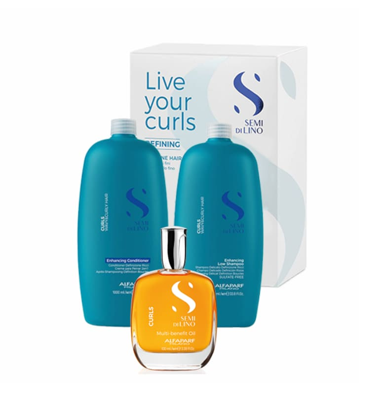 Комплект за къдрава коса  Curls - Шампоан 1000 мл - Балсам 1000 мл - Олио 100 мл Alfaparf Milano