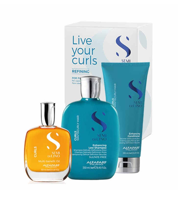 Комплект за къдрава коса  Curls - Шампоан 250 мл - Балсам 200 мл - Изглаждащо олио 100 мл Alfaparf Milano