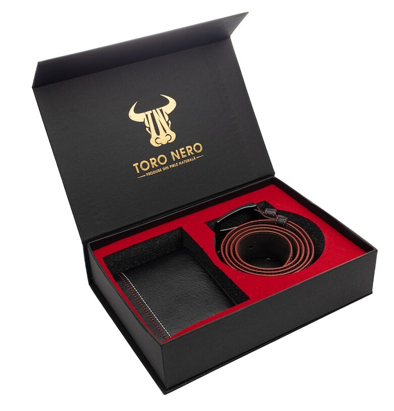 Комплект портфейл и колан  мъжки - Черен Toro Nero