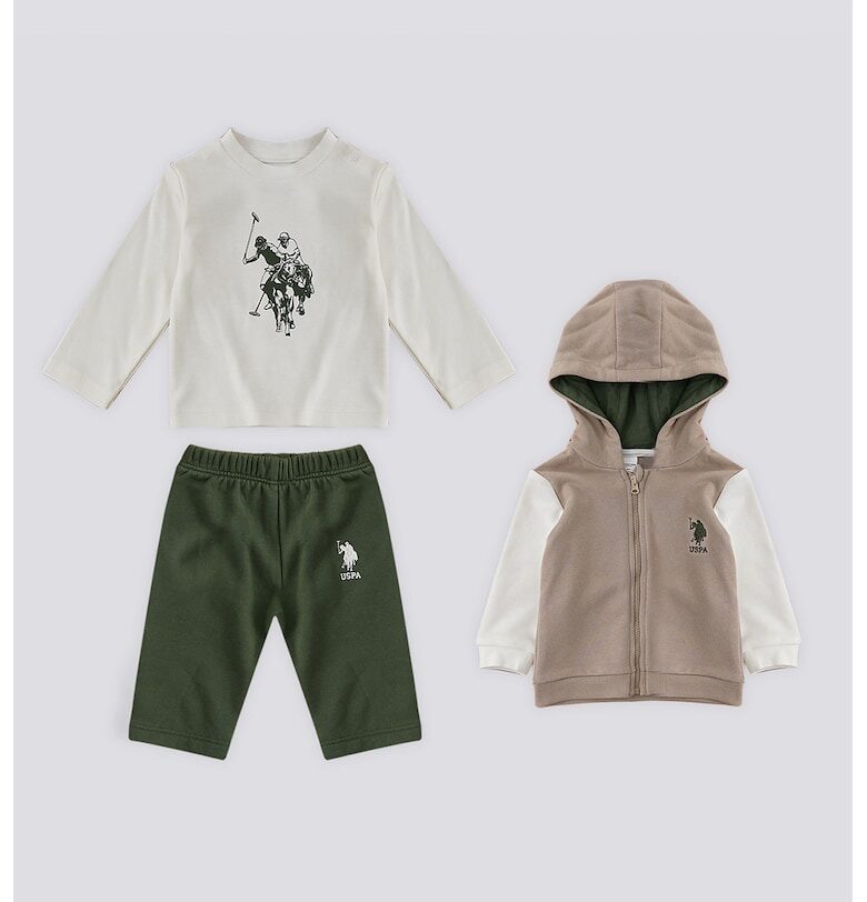 Комплект с цветен блок - 3 части - Бежов US Polo Assn