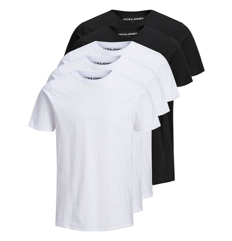 Комплект тениски от органичен памук - 5 части - черно/бяло Jack  Jones