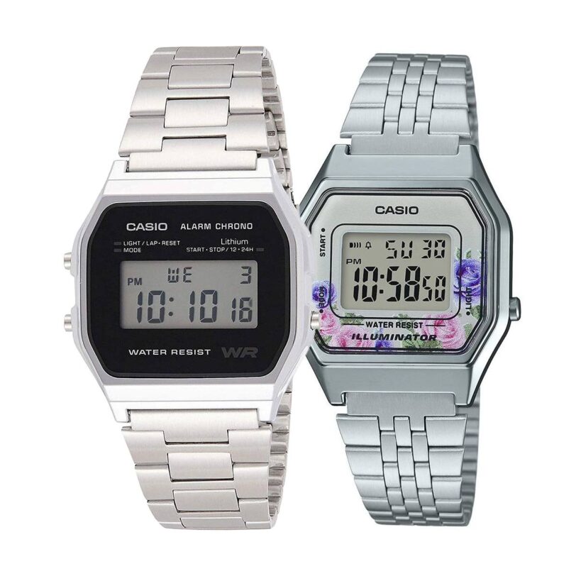 Комплект часовници за двойки Casio A158WEA-1EF-LA680WA-4CDF - Подарък