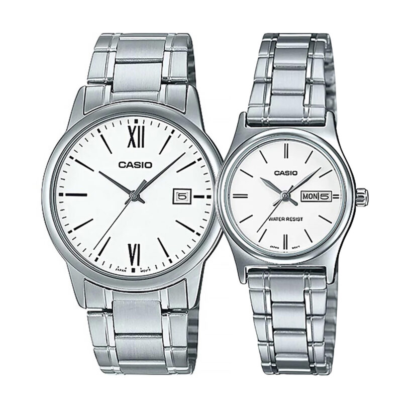 Комплект часовници за двойки Casio MTP-V002D-7B3 & LTP-V006D-7B2 - Подарък