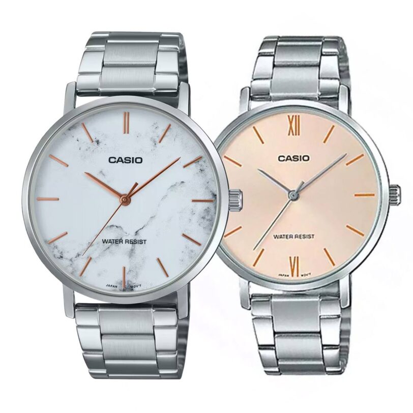 Комплект часовници за двойки Casio MTP-VT01DM-7AUDF-LTP-VT01D-4BU - Подарък