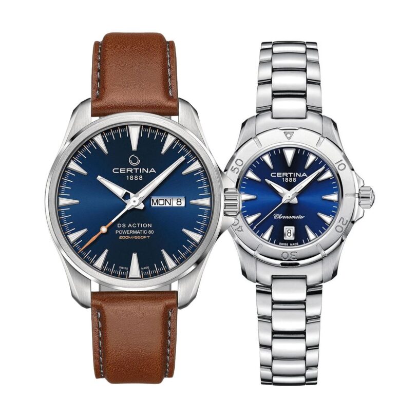 Комплект часовници за двойки Certina DS Action C032.430.16.041.00-C032.051.16.296.00C032.430.16.041.00-C032.951.11.041.00 - Подарък