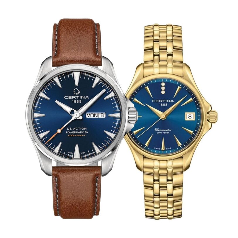 Комплект часовници за двойки Certina DS Action C032.430.16.041.00-C032.051.33.046.00 - Подарък