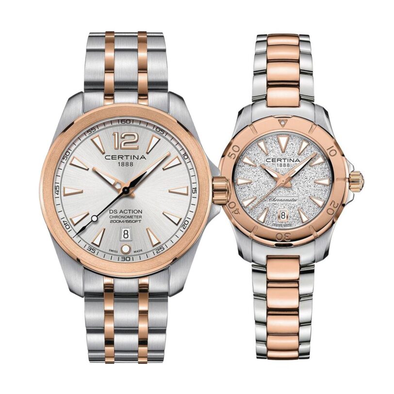Комплект часовници за двойки Certina DS Action C032.851.22.037.00-C032.951.22.031.00 - Подарък