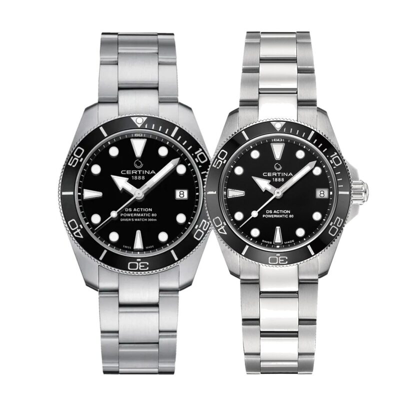 Комплект часовници за двойки Certina DS Action Diver C032.807.11.051.00 & C032.007.11.051.00 - Подарък