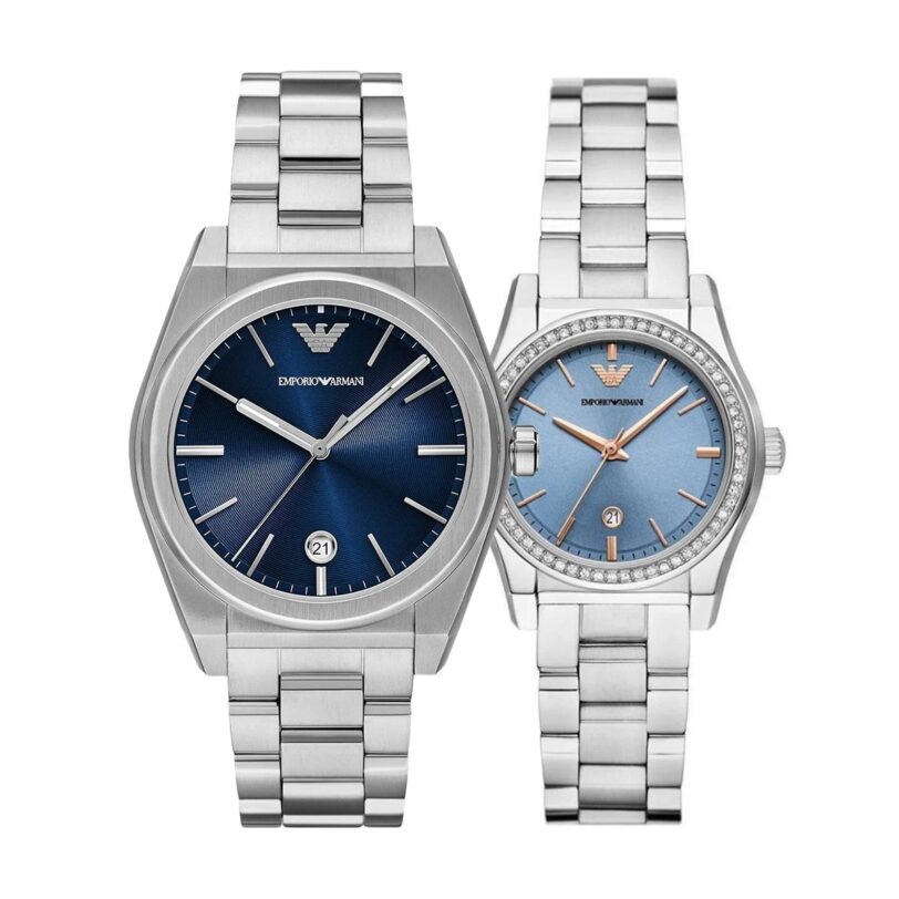 Комплект часовници за двойки Emporio Armani Federico Federica AR11620-AR11593 - Подарък