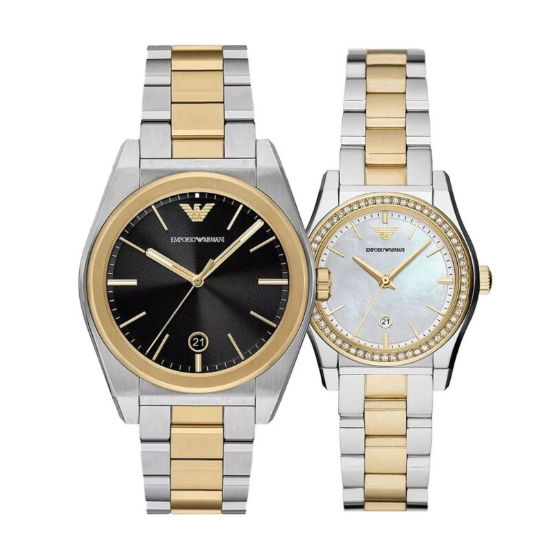Комплект часовници за двойки Emporio Armani Federico Federica AR11715-AR11559 - Подарък