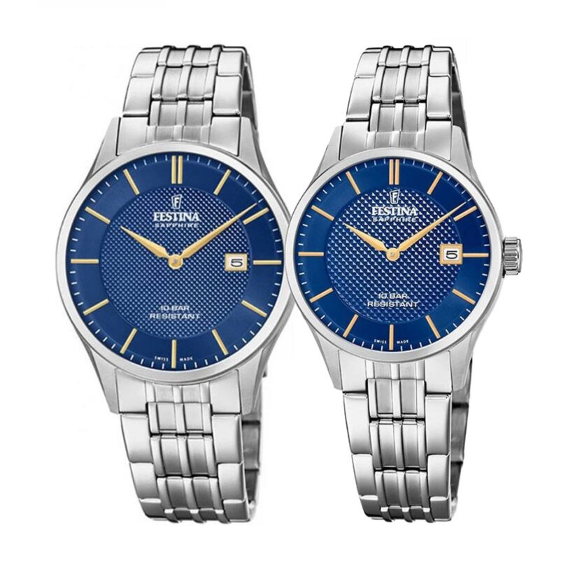 Комплект часовници за двойки Festina Swiss Made F20005/3 & F20006/3 - Подарък