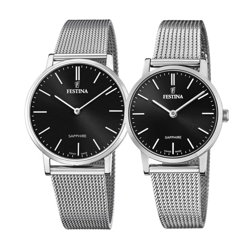 Комплект часовници за двойки Festina Swiss Made F20014/3 & F20015/3 - Подарък