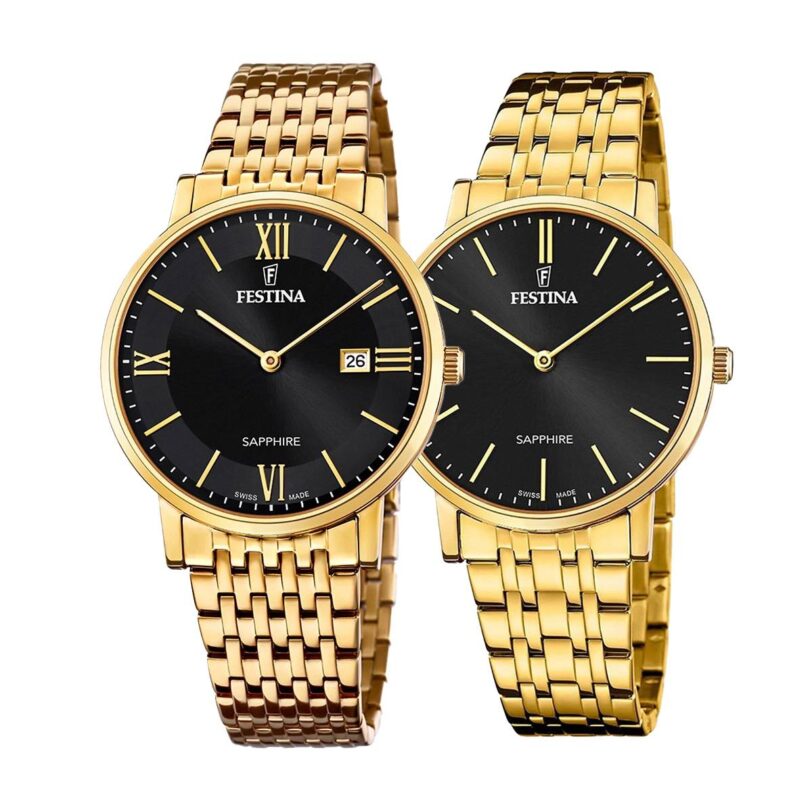 Комплект часовници за двойки Festina Swiss Made F20020/3-F20021/3 - Подарък