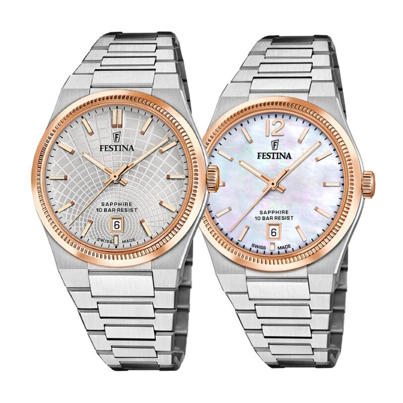 Комплект часовници за двойки Festina Swiss Made F20065/1-F20066/1 - Подарък