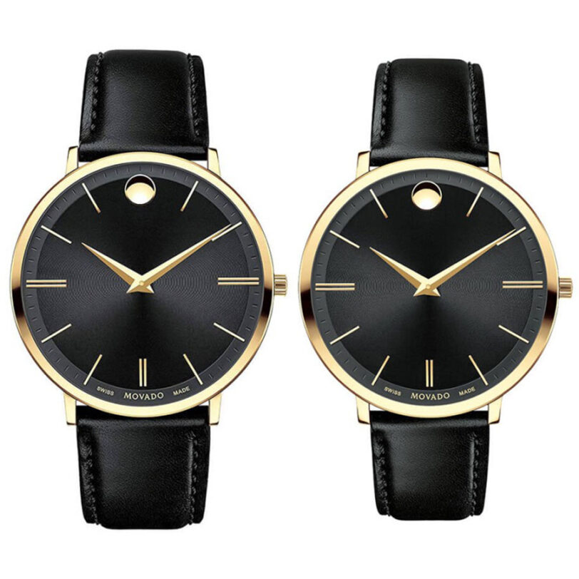 Комплект часовници за двойки Movado Ultra Slim 607087 & 607091 - Подарък