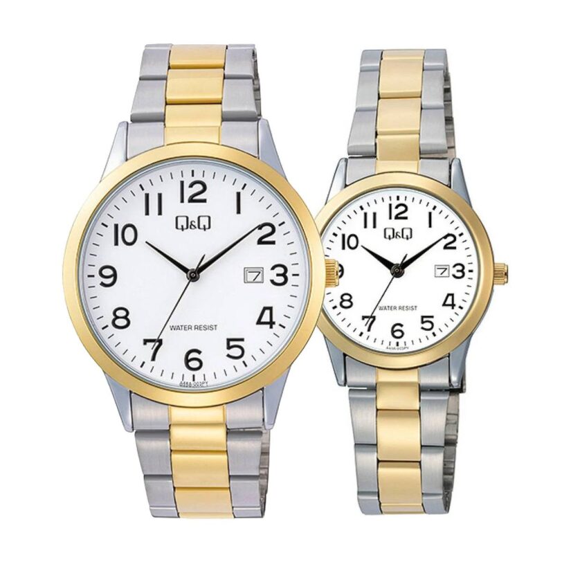 Комплект часовници за двойки Q&Q A44A-003PY-A45A-003PY - Подарък