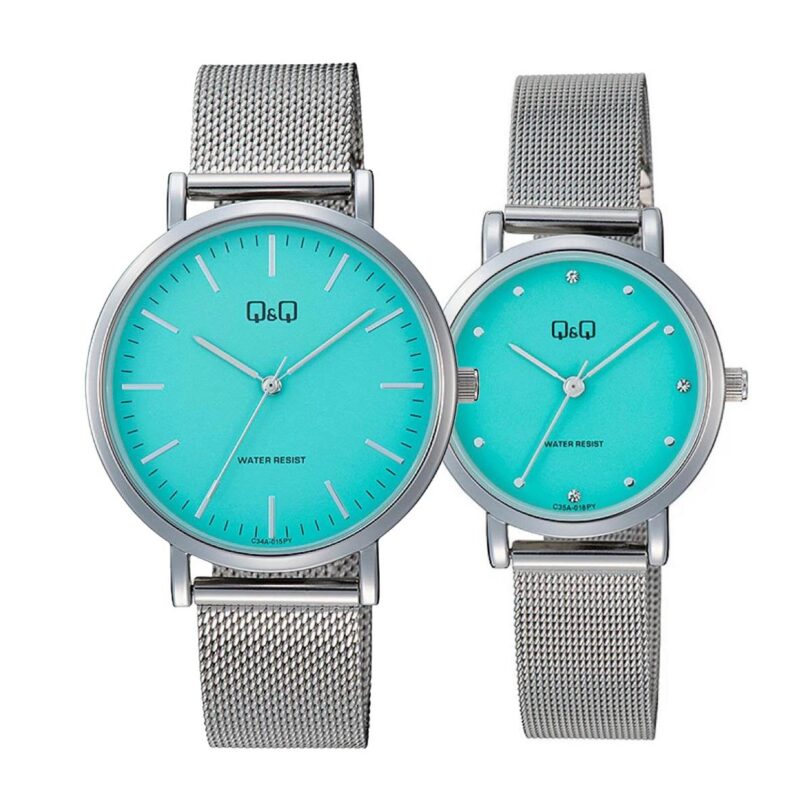 Комплект часовници за двойки Q&Q C34A-015PY-C35A-018PY - Подарък