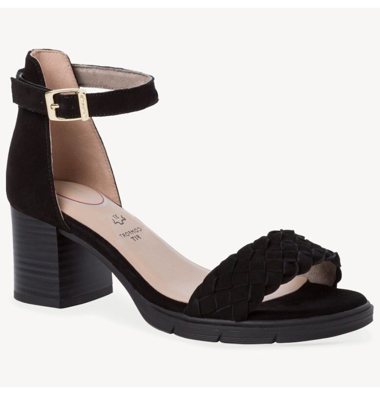 Комфортни дамски сандали с кожена каишка на глезена Tamaris 88312-20-001 Черни 06885 Tamaris