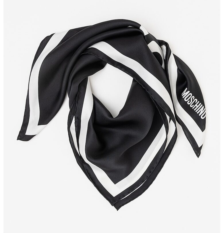 Копринен шал - Бял/Черен Moschino