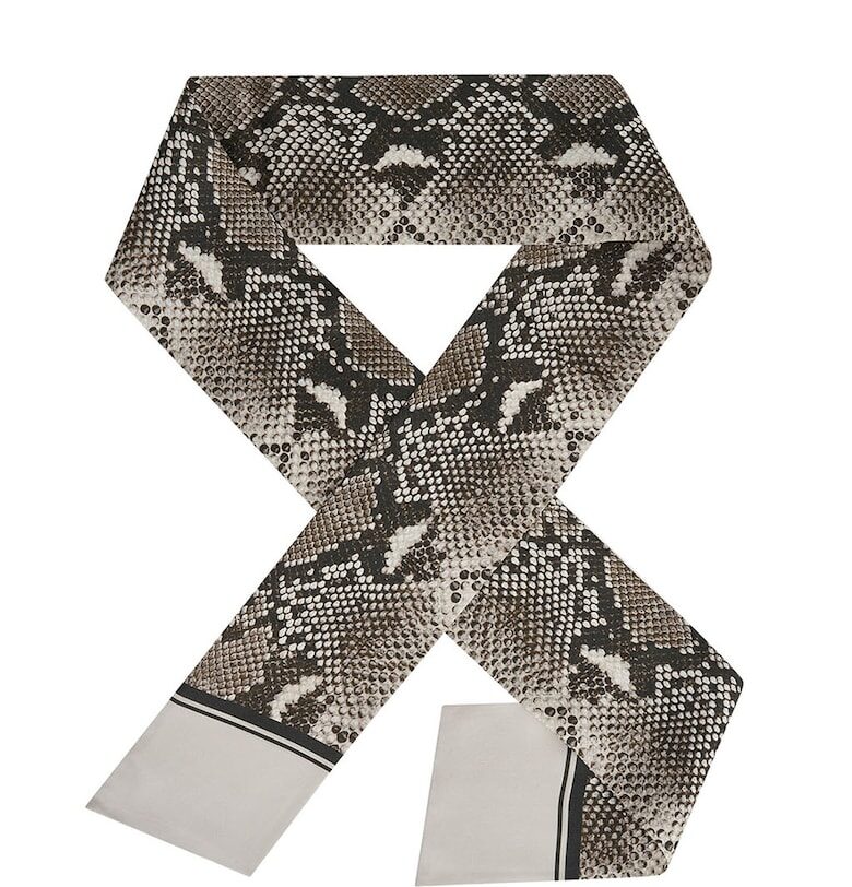 Копринен шал с десен - Тъмнокафяв/Светло кафяво Potamy Premium