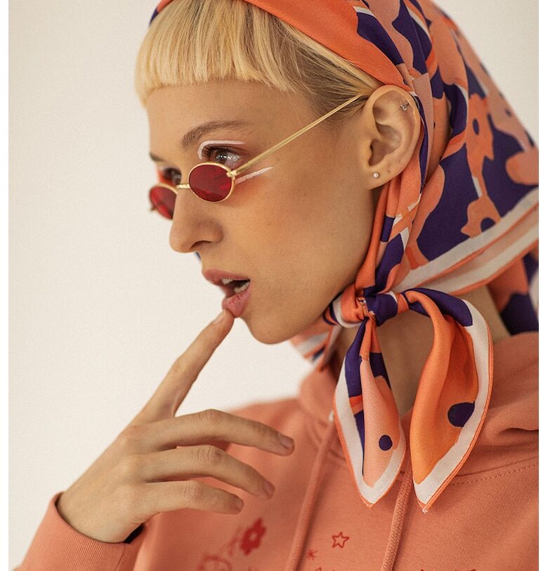 Копринен шал с флорален десен Mauverien