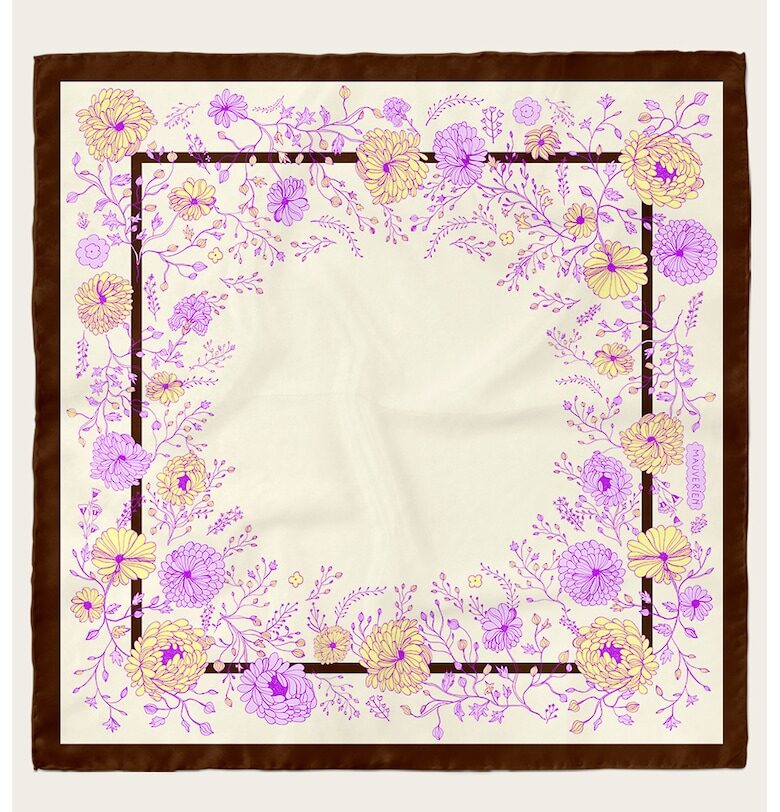 Копринен шал с флорален десен Mauverien