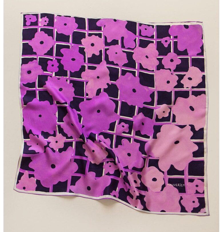 Копринен шал с флорален десен Mauverien