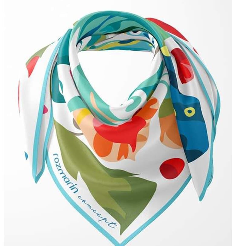 Копринен шал с флорален принт ROZMARIN CONCEPT