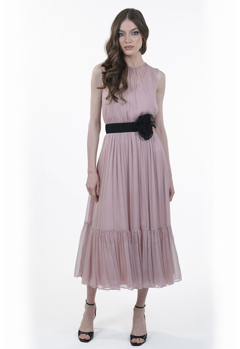 Копринена копля с плисе - Черен/Прашно розово Maellie