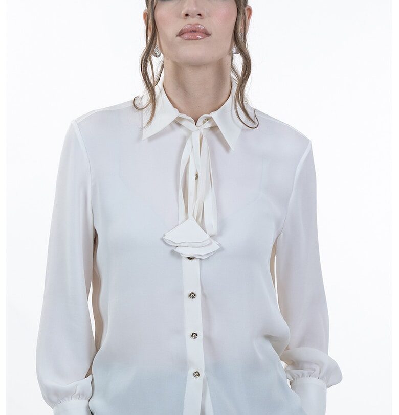 Копринена риза с дълги ръкави - Слонова кост Maellie