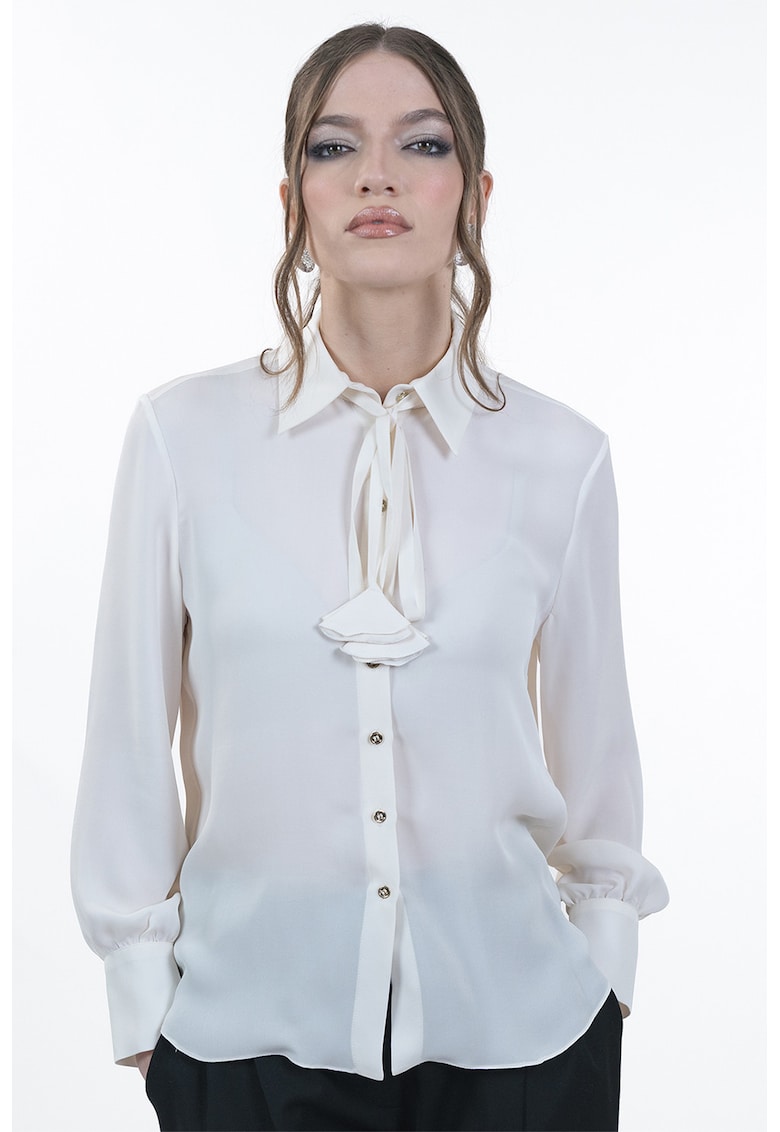 Копринена риза с дълги ръкави - Слонова кост Maellie