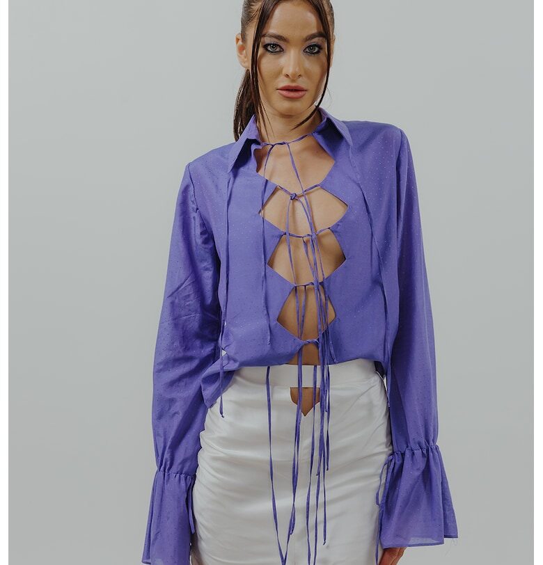 Копринена риза с отвори опред - Виолетов UVIA