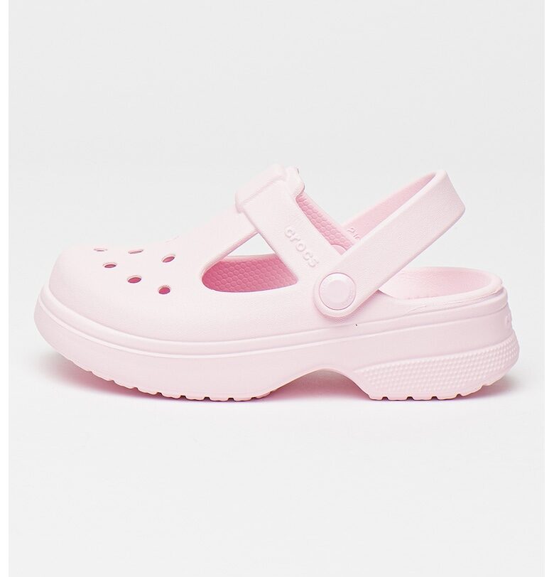 Крокс с релефно лого - Бледо розово Crocs