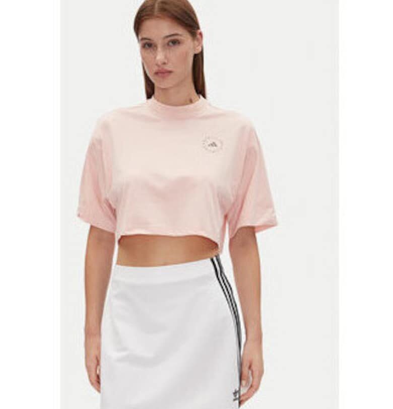 Кроп тениска с лого adidas