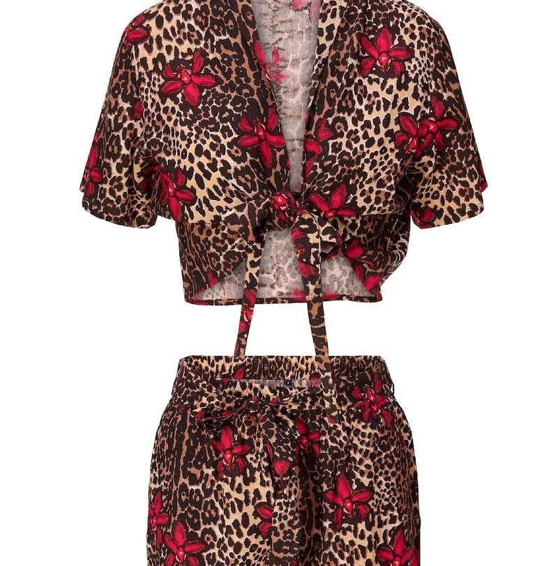 Къс бански комплект с животинска шарка - Кафяв/Тъмночервен LingaDore