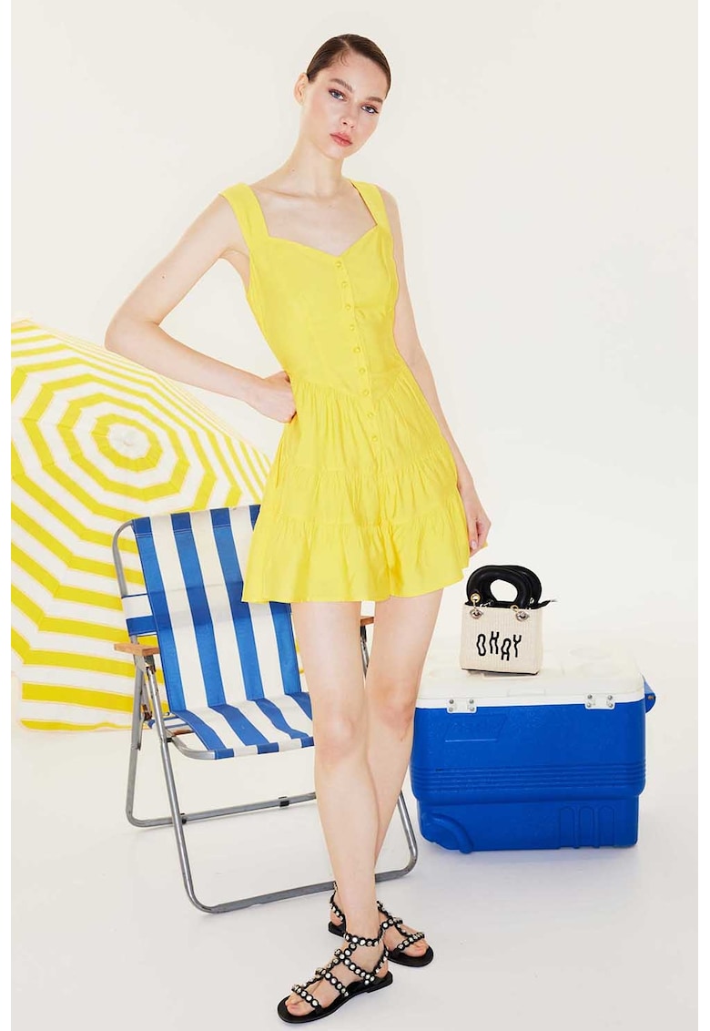 Къс гащеризон без ръкави - Жълт TWIST