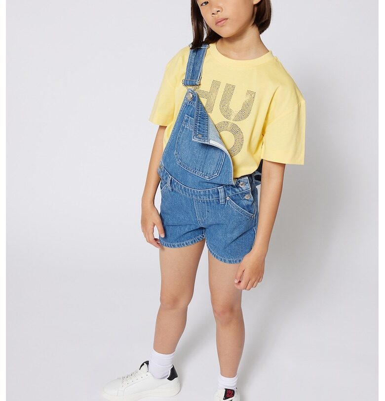 Къс гащеризон с презрамки с лого - Тъмносин HUGO