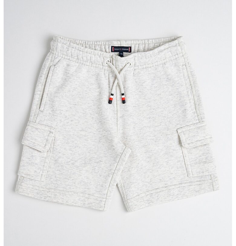 Къс карго панталон с връзка - Светлосив меланж Tommy Hilfiger