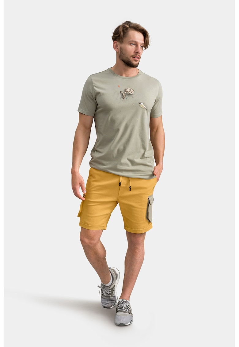 Къс панталон карго с регулируема талия - Шафраново жълто/Каки KAFT