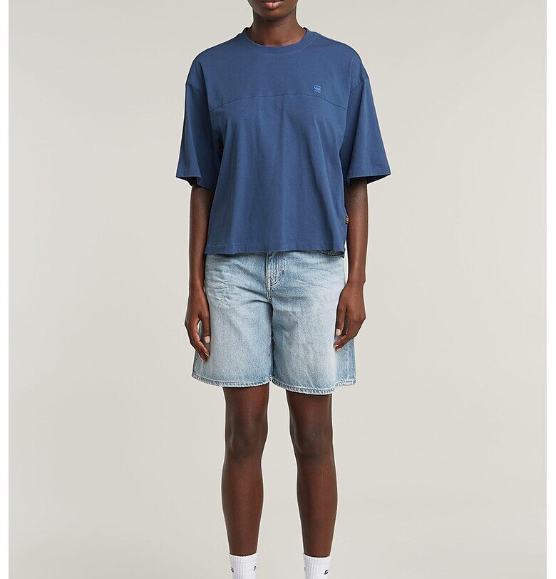 Къс панталон от деним с висока талия - Светлосин G-STAR