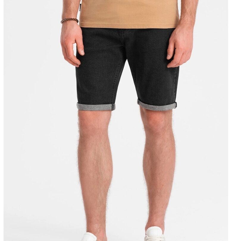 Къс панталон от деним с ниска талия - Черен OMBRE