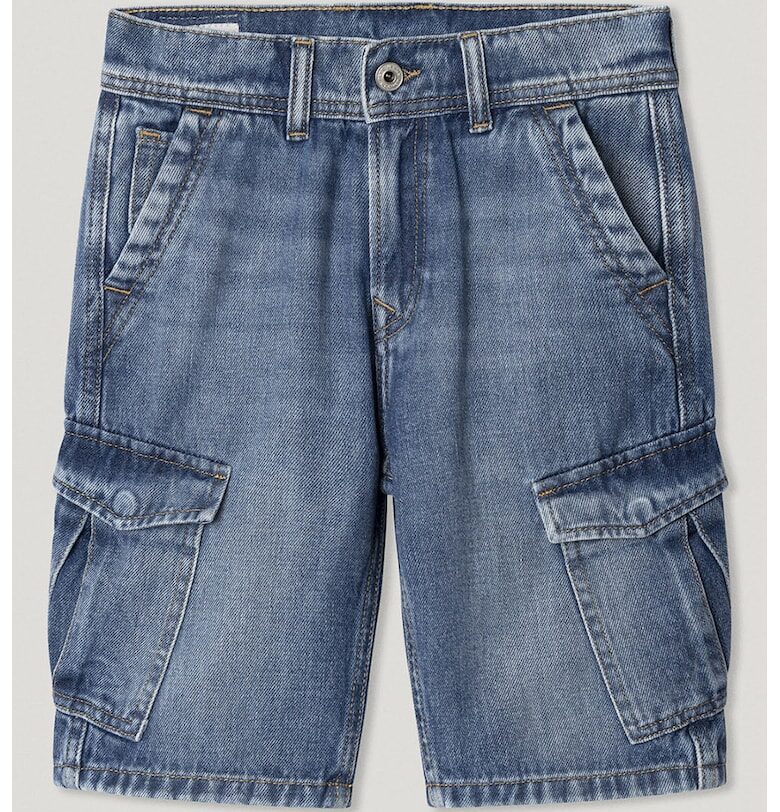 Къс панталон от деним с регулируема талия - Син меланж Pepe Jeans London