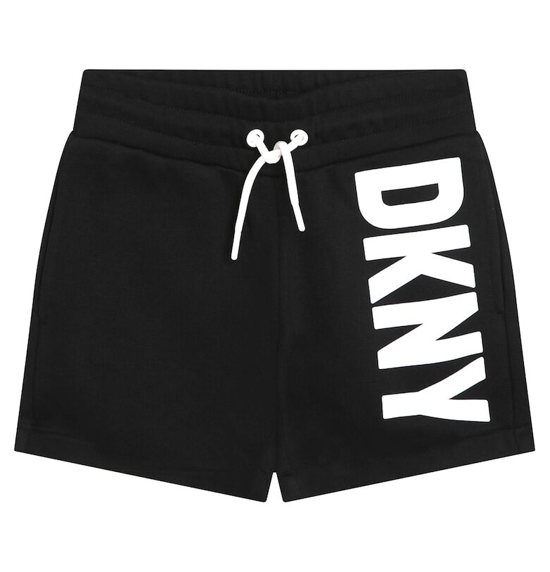Къс панталон с висока талия и лого - Бял/Черен DKNY