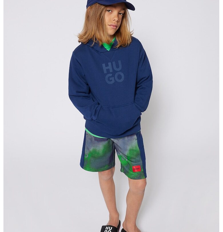 Къс панталон с връзки и лого - Зелен/Тъмносин HUGO