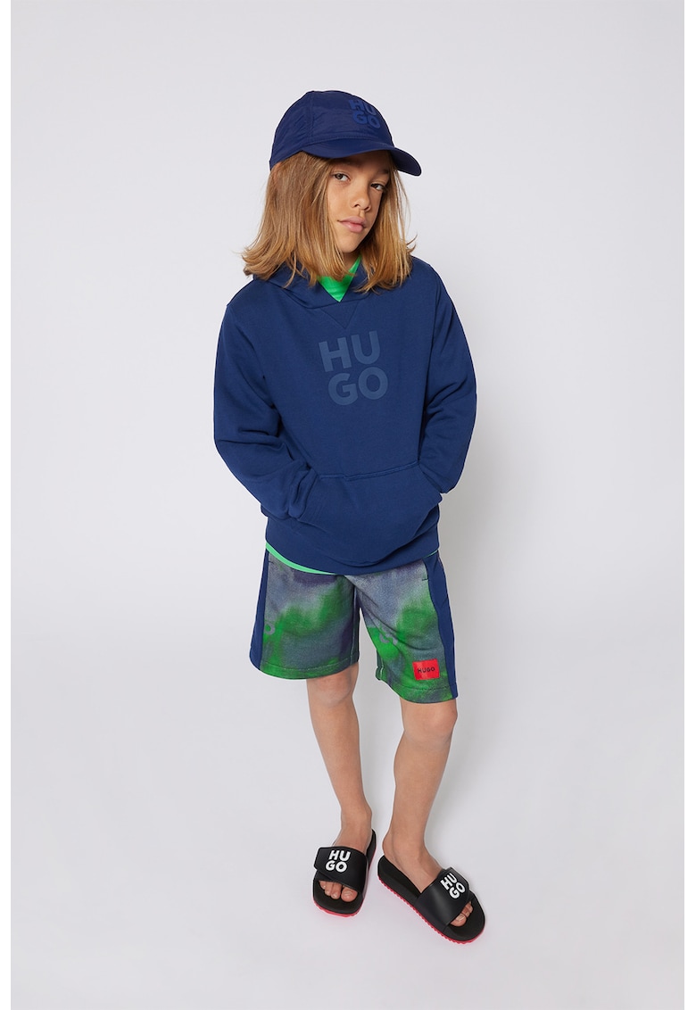 Къс панталон с връзки и лого - Зелен/Тъмносин HUGO