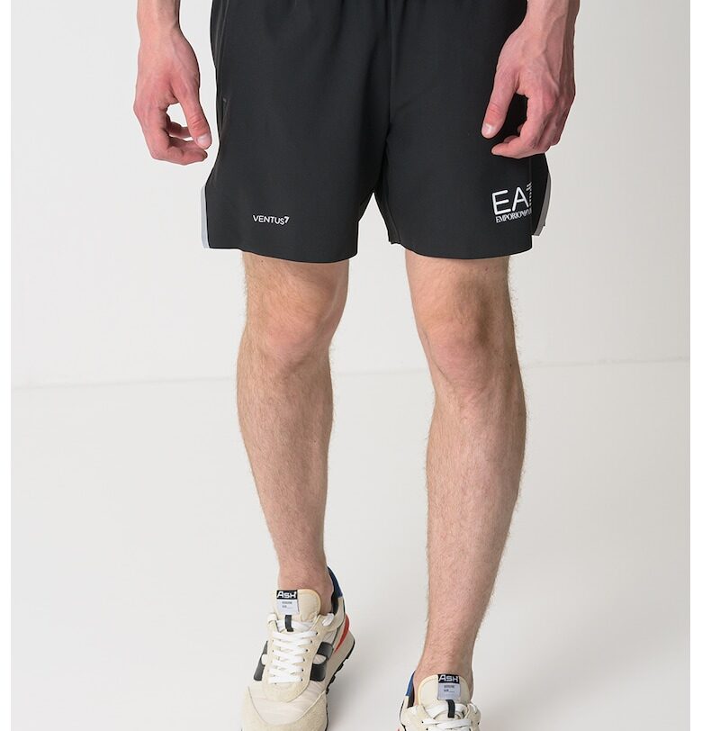 Къс панталон с еластична талия - Бял/Черен EA7